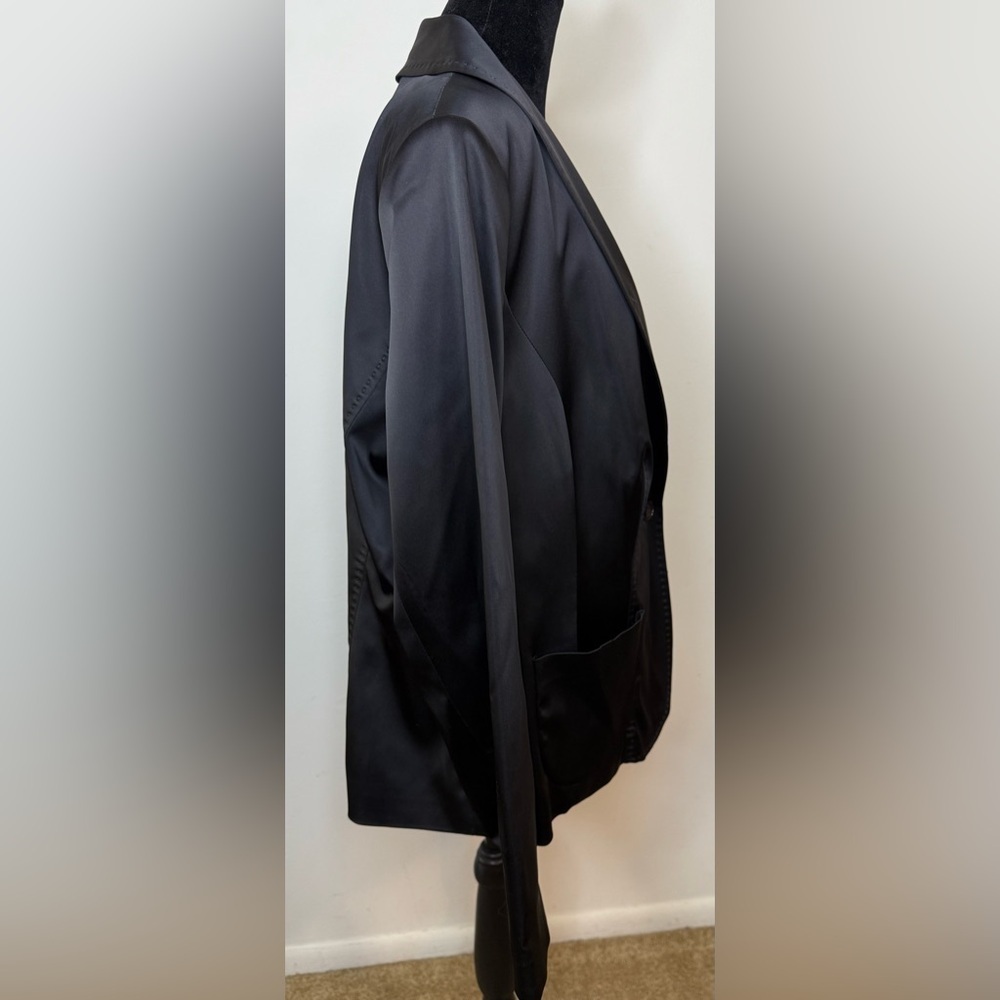 Context Woman plus size Black satin formal tuxedo like Black jacket lapel 14W EC - Picture 5 of 10